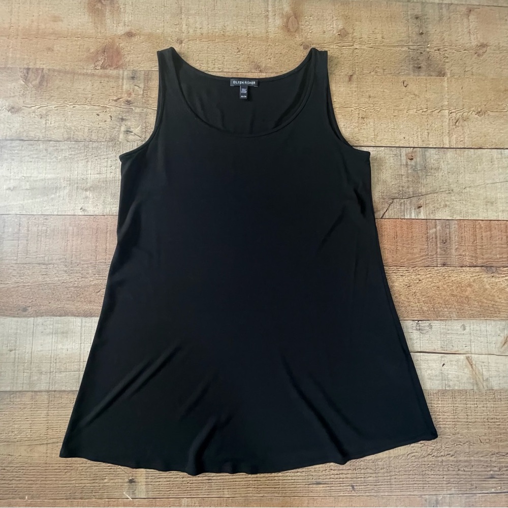 Eileen Fisher Silk Tank Top XSMALL Easy Fit Black